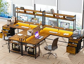 M&M FURNITURE 机 BBF Bush Series C Credenza Shell Desk with 2 Drawer Mobile